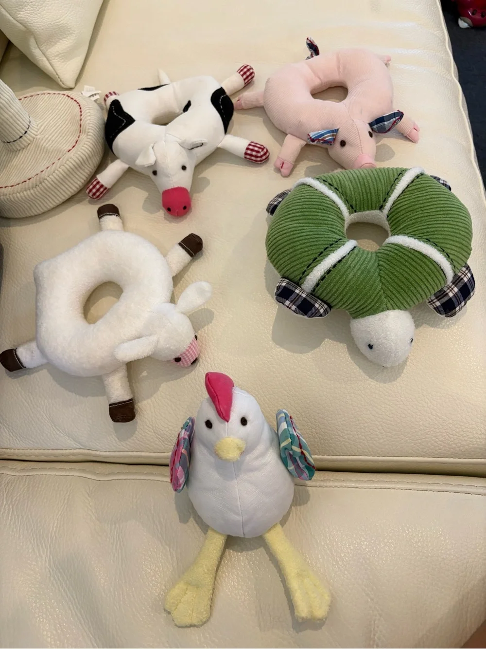 Pottery Barn Kids Cream Corduroy Hat with Red Stitching
